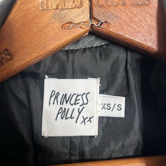 Princess Polly NWOT Jocelyn Faux Leather Single Button Blazer Black Size XS/S - Picture 8 of 11